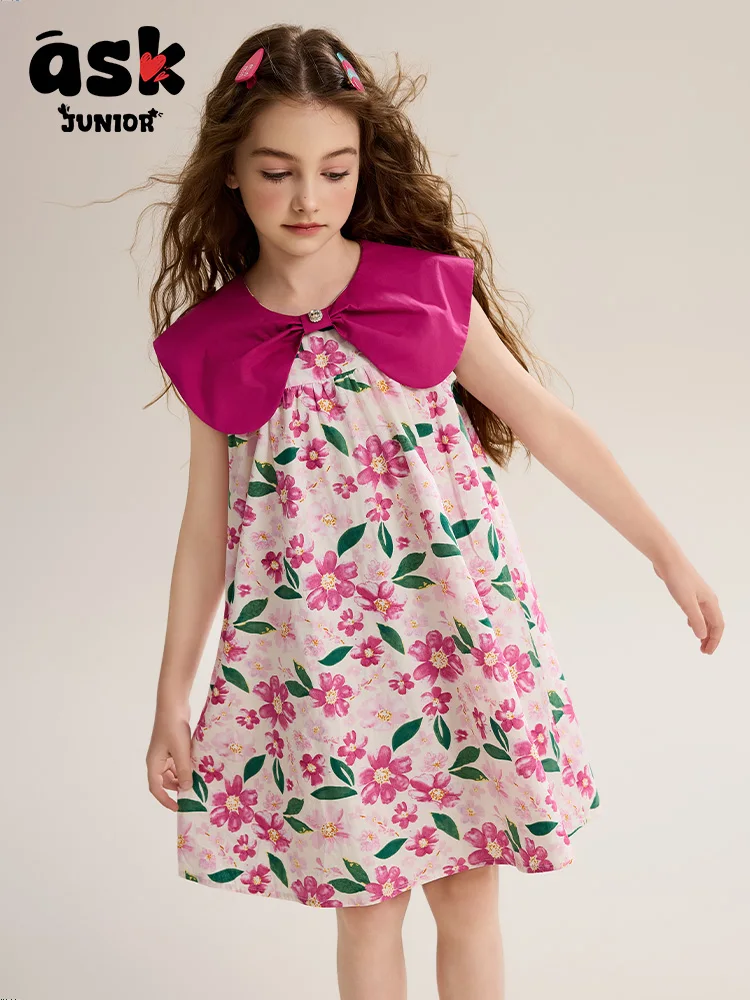 فستان بتصميم صيفي للفتيات من توين بفيونكة قابلة للتنفس #3