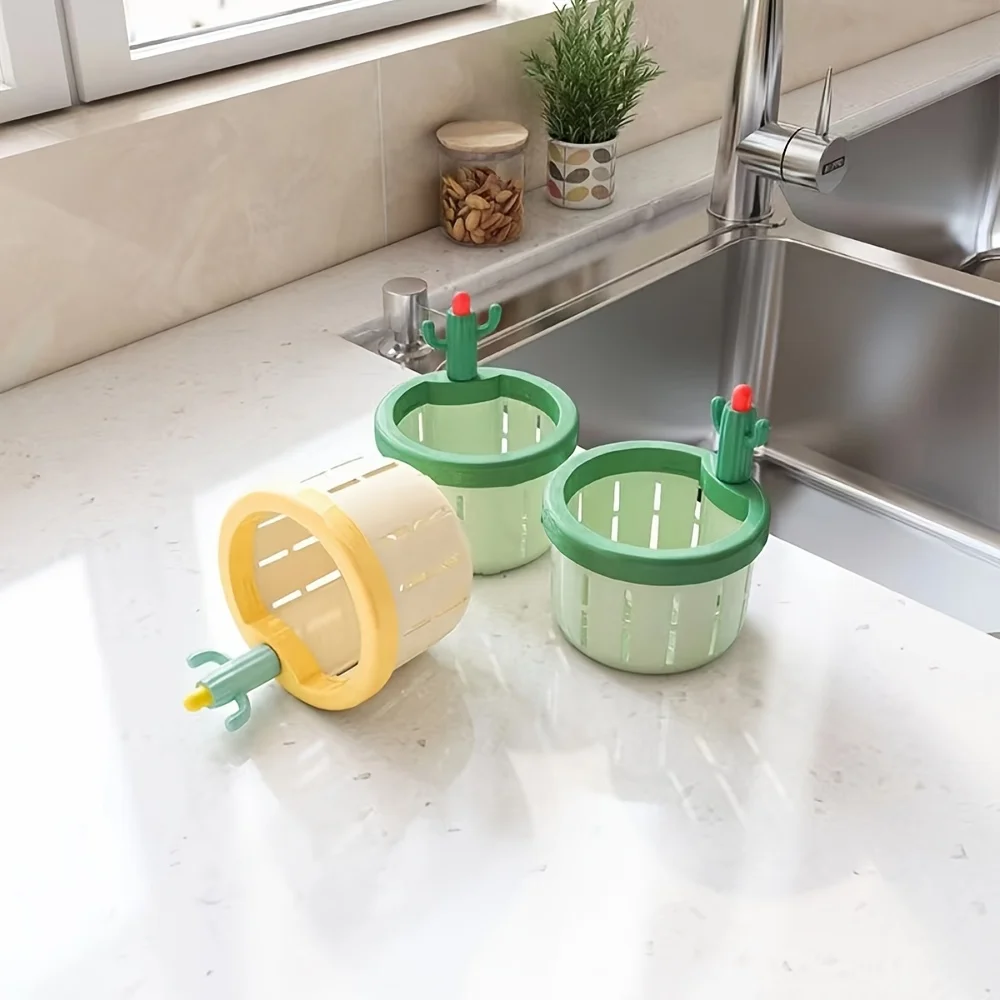 Cactus Sink Drain Strainer Press Automatic Dumping Basket Multi-functional Use Filter Net for Tub Kitchen Waste Collector ﻿