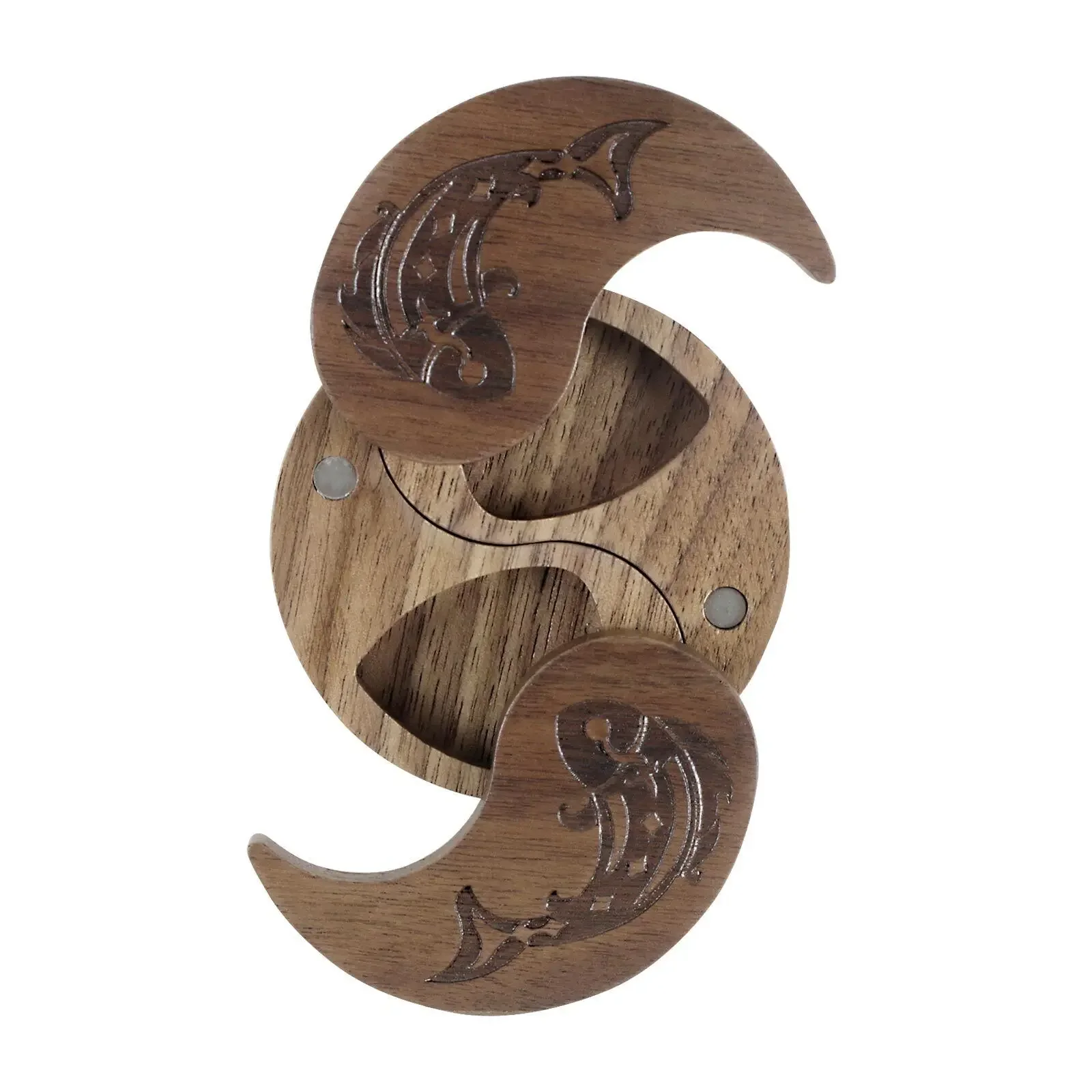 

Artisan-Carved Tai Chi Guitar Pick Box- Solid Walnut Collector's Case with 3-Pick Slots Stage Accessory for Guitarists/bassists