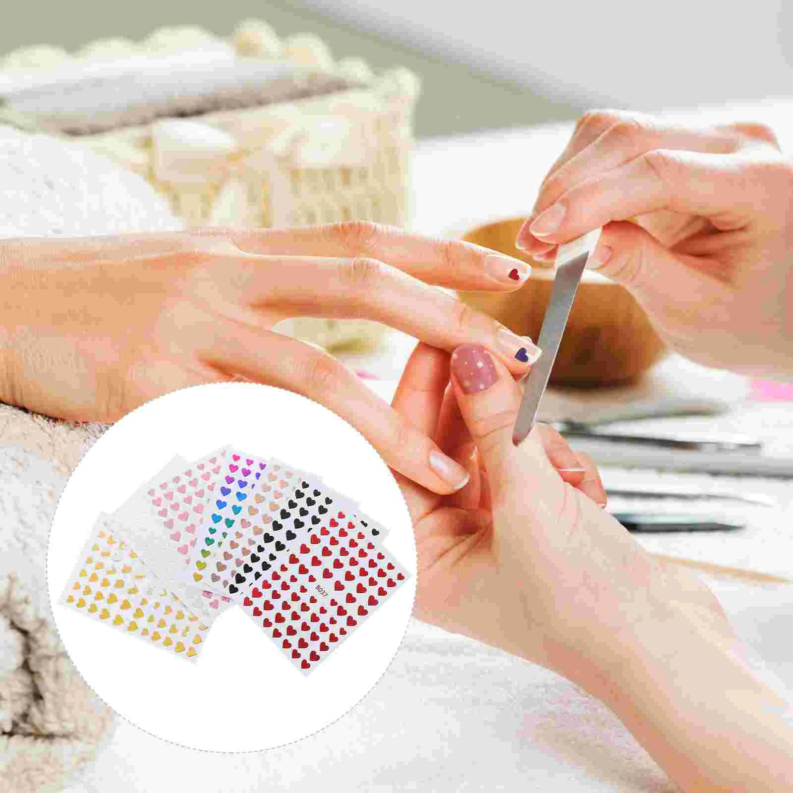 

8 Sheets Heart Nail Stickers Shaped DIY Accessory Decal Decor Romantic Mix Girl Paper Manicure Ornament