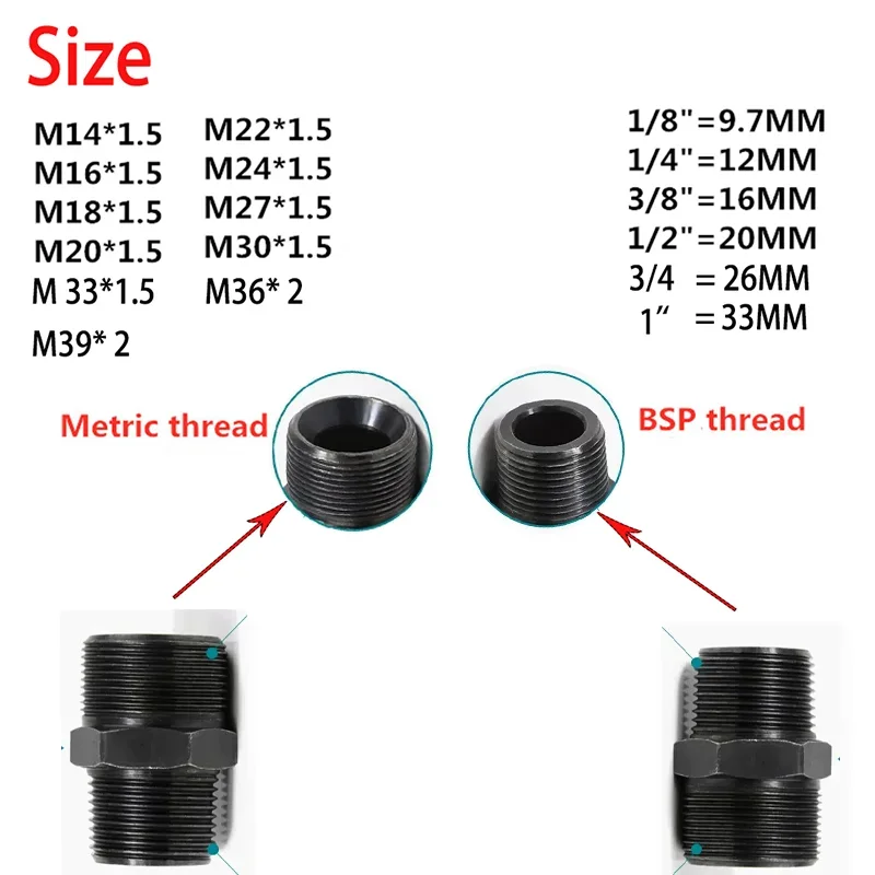 Thread Fitting High Pressure Oil Pipe Joint Hydraulic Adapter Conversion Metric M to 1/8 1/4 3/8 1/2 3/4 Inch Thread Connector