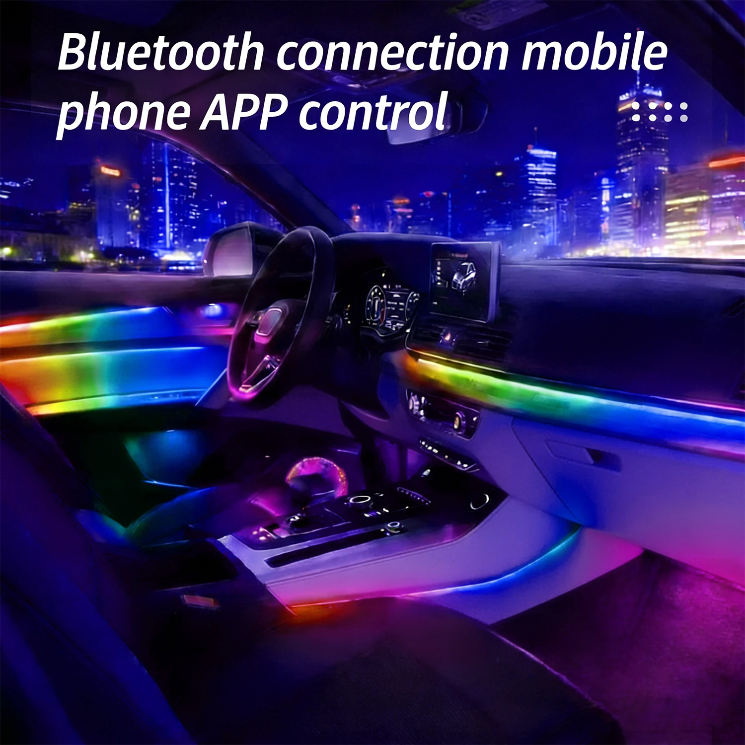 

Универсальная светодиодная атмосферная подсветка для салона автомобиля, полноцветная RGB-лента с 64 цветами, скрытая акриловая декоративная лента, атмосферная лампа