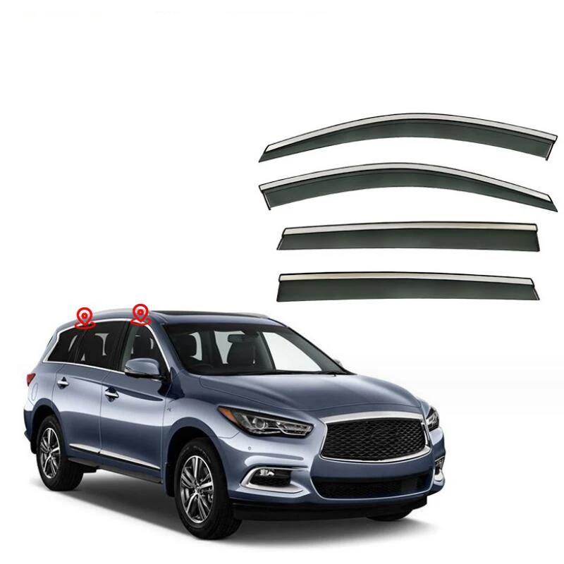 

Window Visor Rain Guard Side Window Deflector Weather Shield For Infiniti QX60 2012 2013 2014 2015 2016 2017 2018 2019 2020-2023