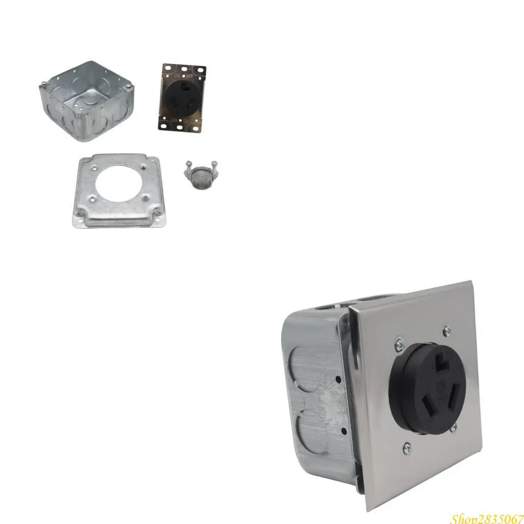 

30A NEMA 10 30R Electrical Outlet Includes Metal Junctions Box & Cover Plate 831F