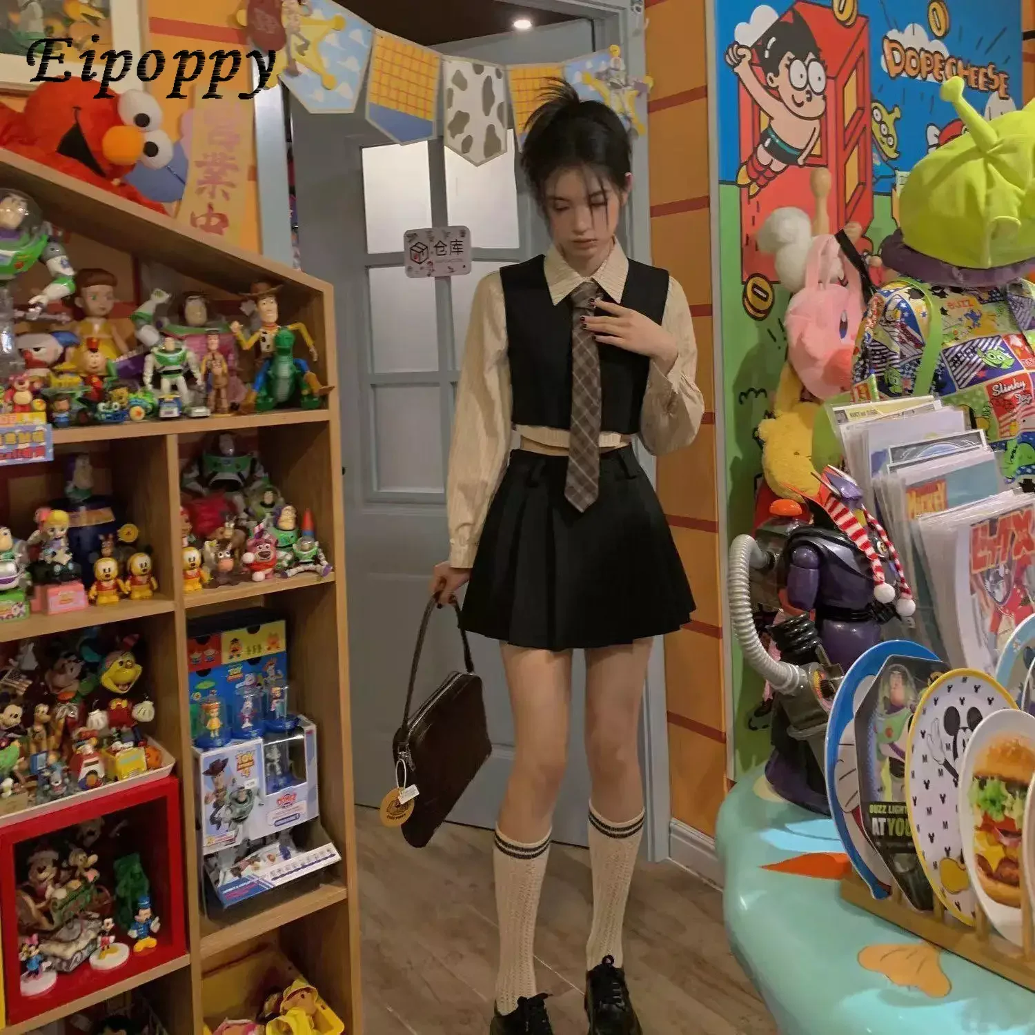 زي موحد كلاسيكي للنساء ، سترة على طراز الكلية ، مجموعة تنورة مطوي ، ملابس يومية أنيقة ، زي موحد