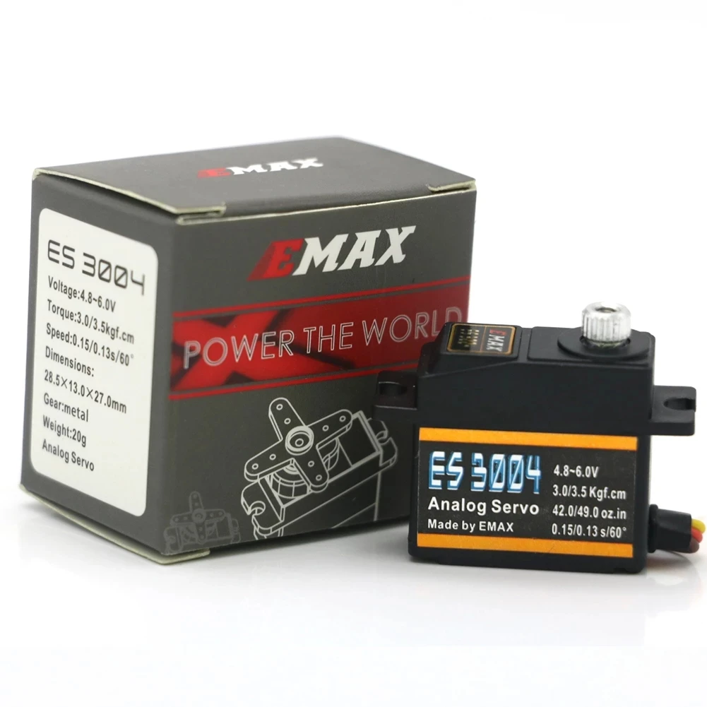 Serwo EMAX ES3004 17g 3.5KG Analogowe Serwo z Metalowymi Przekładniami do Samochodów RC, Samolotów Stałopłatowych, Helikopterów, Statków, Robotów, Dronów Wyścigowych