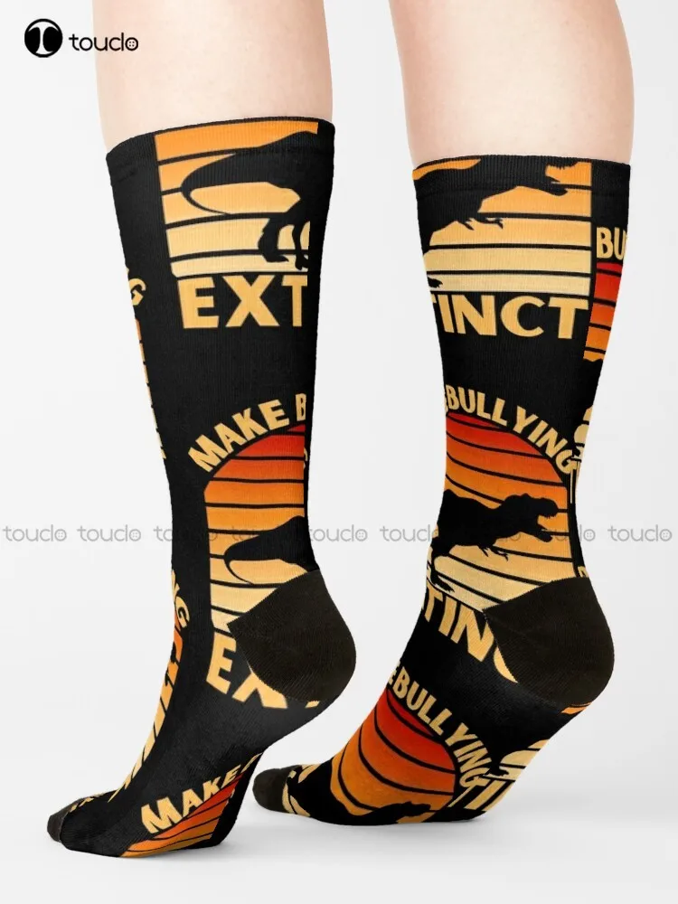 Make Bullying Extinct, We Wear Orange For Unity Day,Dinosaur Classic Socks Slipper Socks For Women 360° Digital Print Harajuku