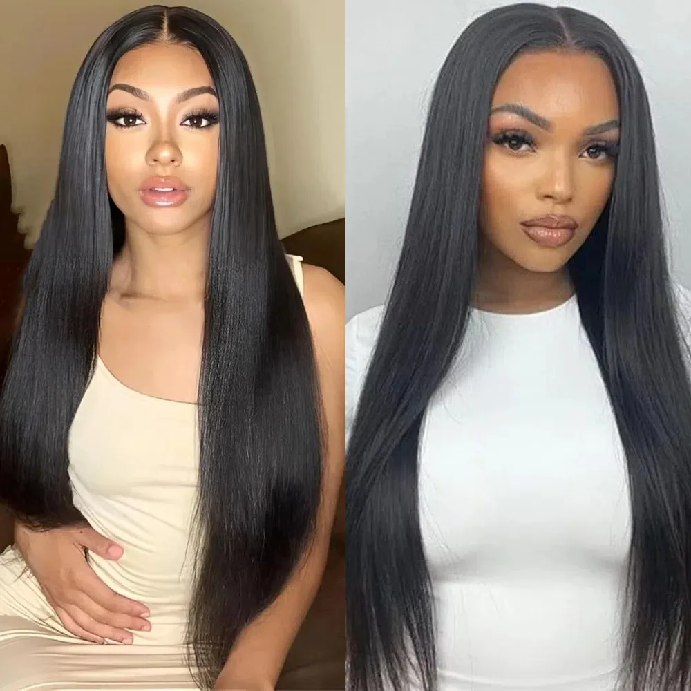 5x5 Glueless  Lace Front Closure Human Hair Wig 13x6 Ready To Wear Smooth Straight Plucked Pre Cut Wig 360 Full lace for Women