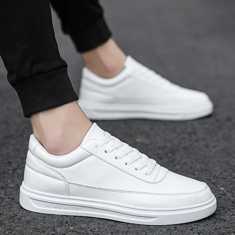Men Shoes Leather Casual Shoes Classics Slip on for Work Bussiness Office Driving Sneaker Ventilate Versatile Little White