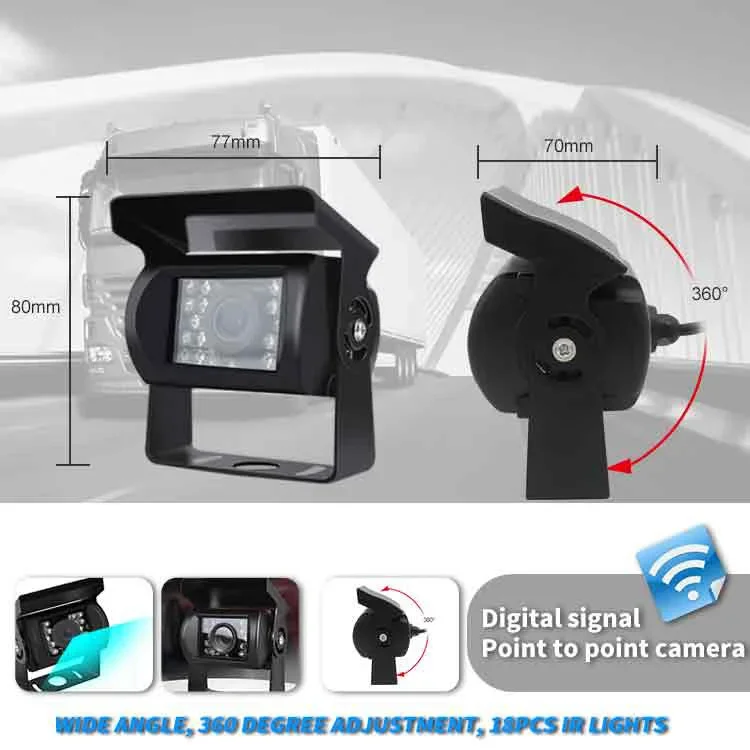 7インチ2チャンネルデジタルワイヤレスリバースキット1080Pナイトビジョンカメラ運転逆転監視トラック用IP68防水