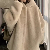 Fashion Elegant Faux Fur Coat Female 2025 Hooded Mink Fur Coat in Autumn and Winter