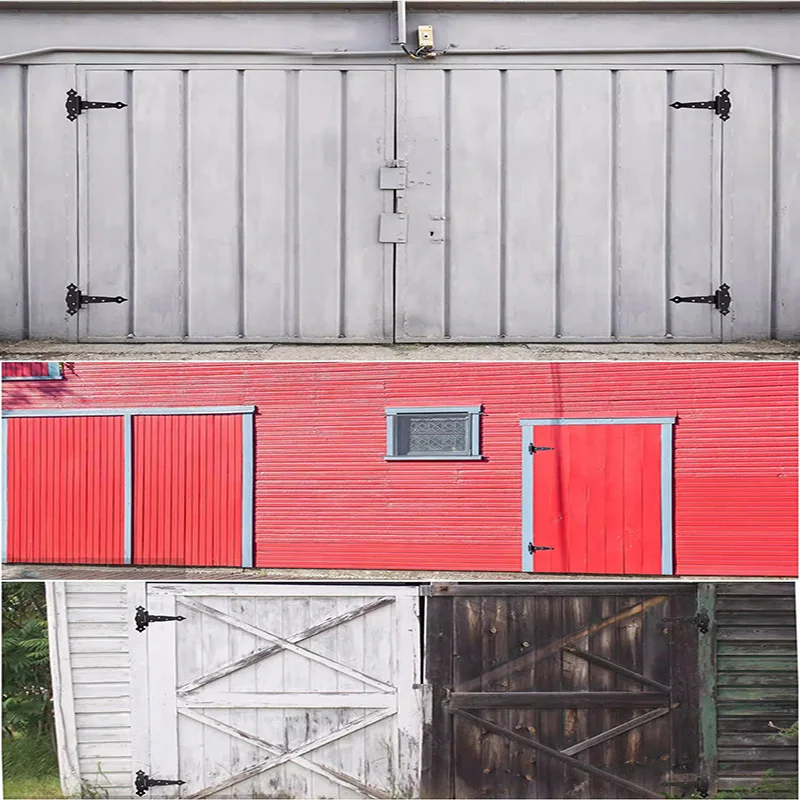 Black door hinges, shed door hinges, heavy-duty T hinges, wooden fence, barn door, rust-proof decorative classic patterns