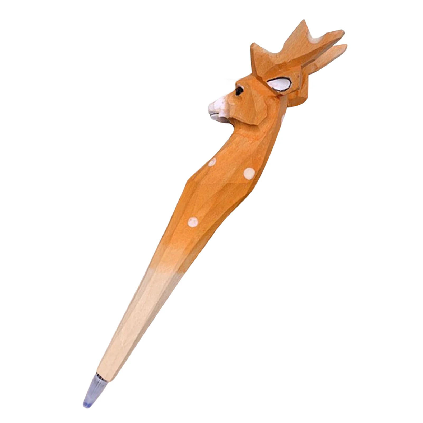 Hand Carved Wood Animal Gel Pen Wood Carved Cartoon Smoothes Writing Pen For Home School Party