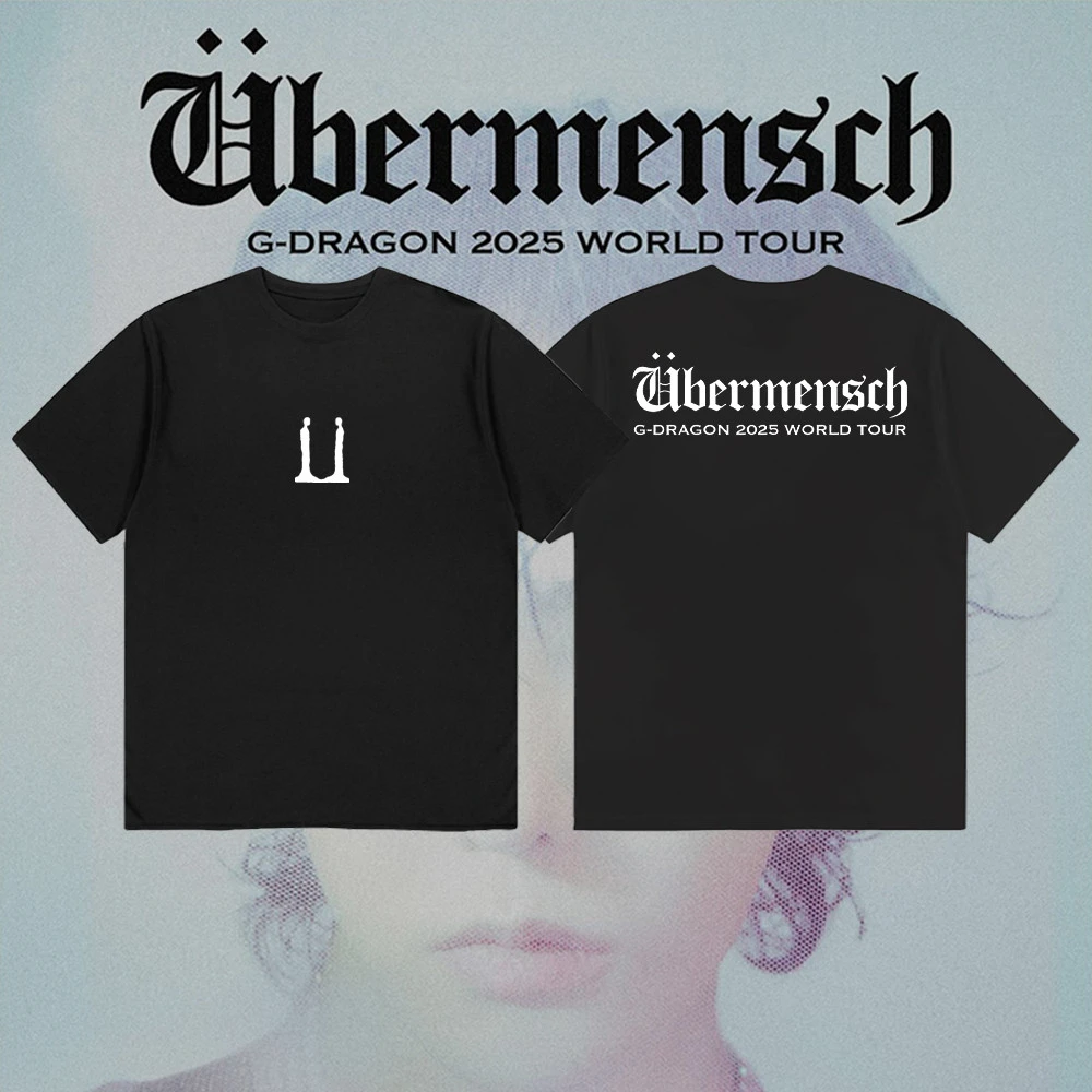 G-DRAGON 2025 WORLD TOUR Ubermensch Merch تي شيرتات قطن للرجال والنساء، أزياء كورية، أكمام قصيرة مطبوعة فضفاضة