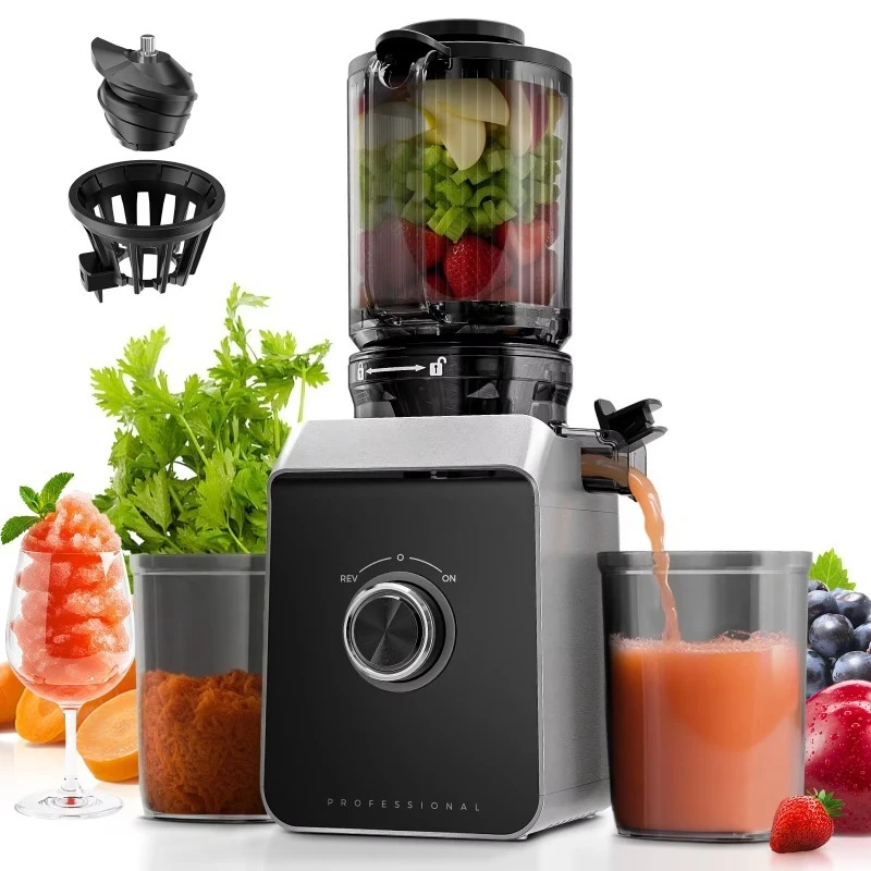 عصارة بطيئة واسعة 680 وات، آلة عصارة مضغ الفاكهة بالكامل، مستخرج قوي بالضغط البارد للاستخدام المنزلي والتجاري
