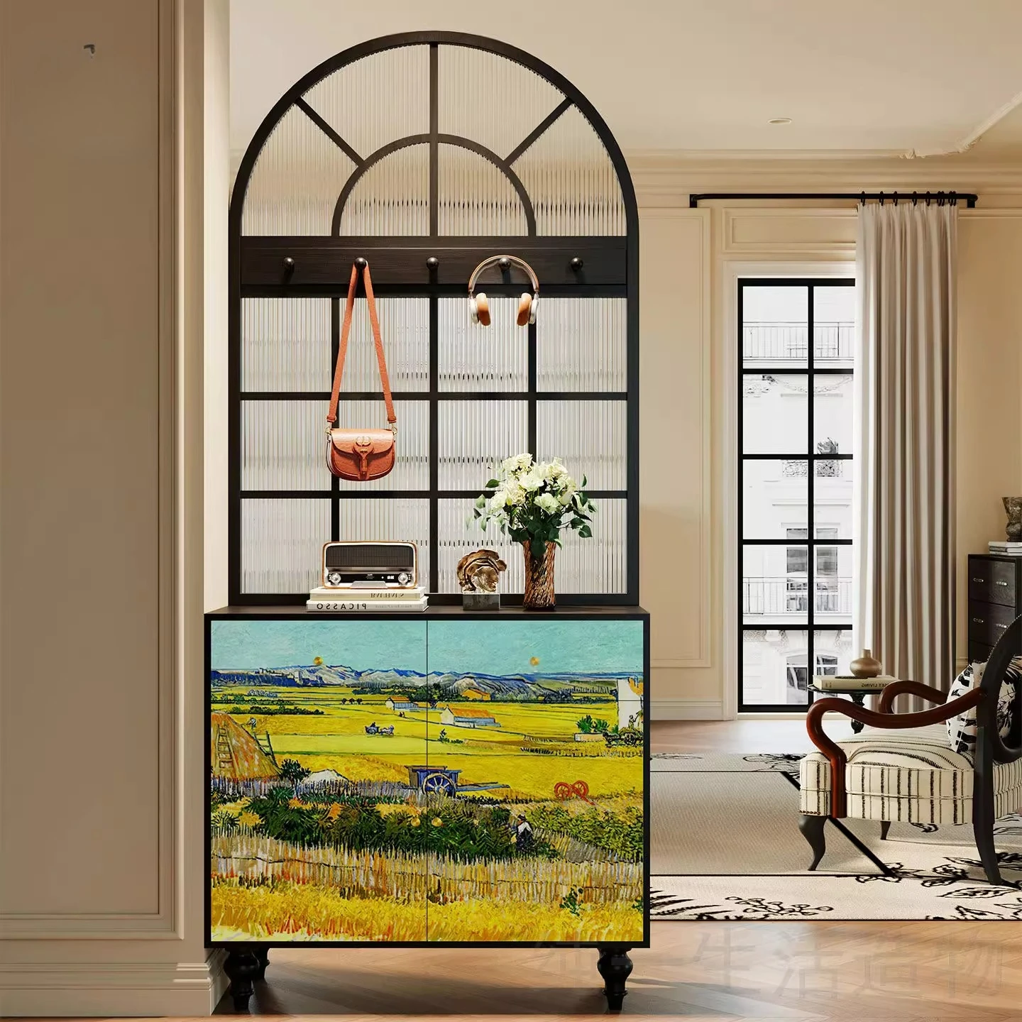 Art screen partition living room new Changhong glass entrance cabinet