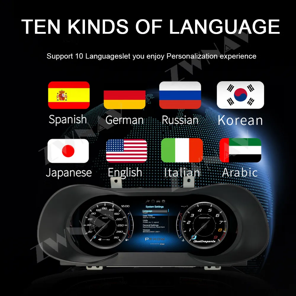 ZWNAV LCD Digital Cluster for Maserati Quattroporte 2014-2022 LCD Instrument Panel Car Dashboard LCD Cockpit Speedmeters