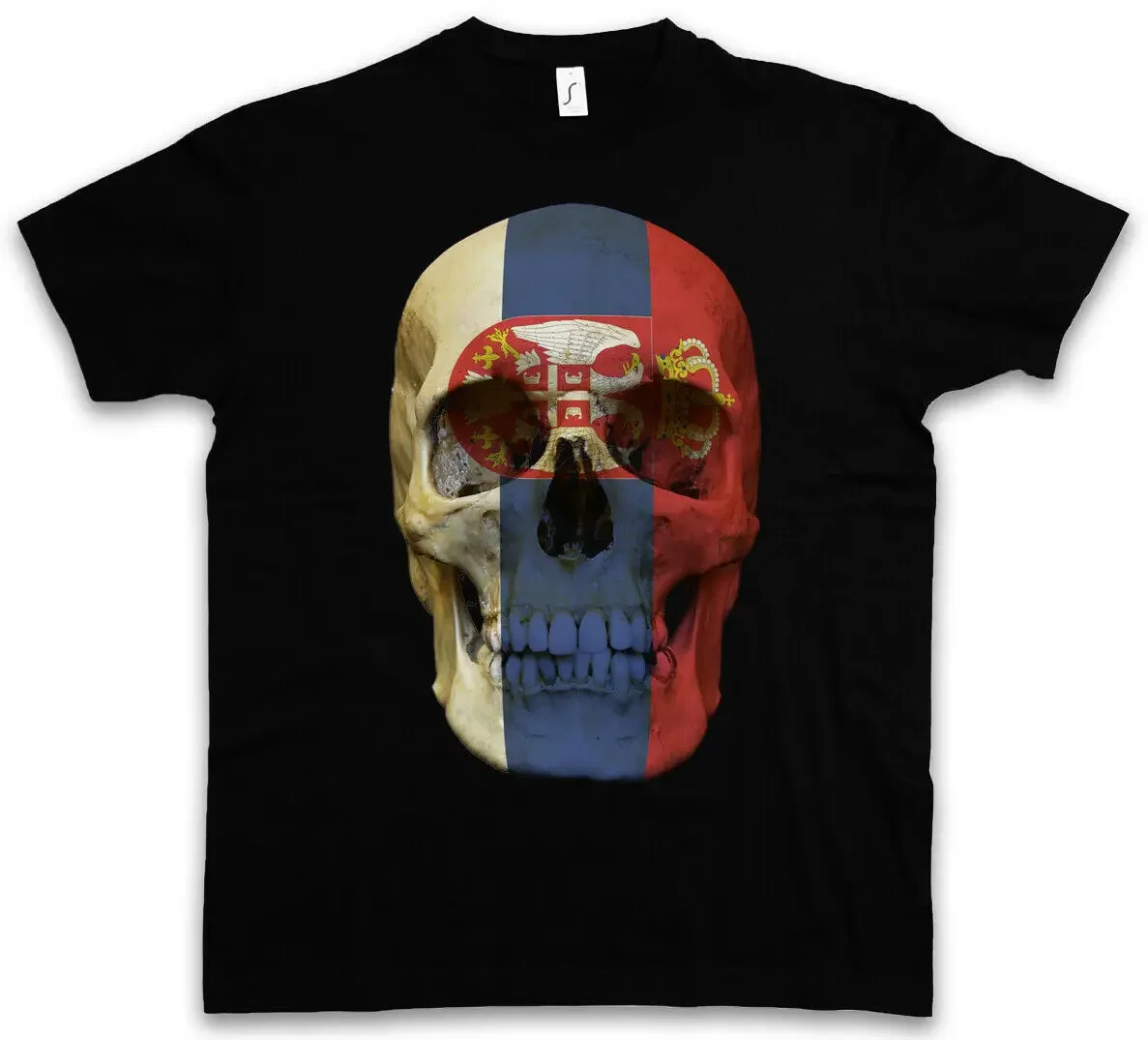 Classic Serbia Skull Flag T-Shirt. Summer Cotton O-Neck Short Sleeve Mens T Shirt New S-3XL