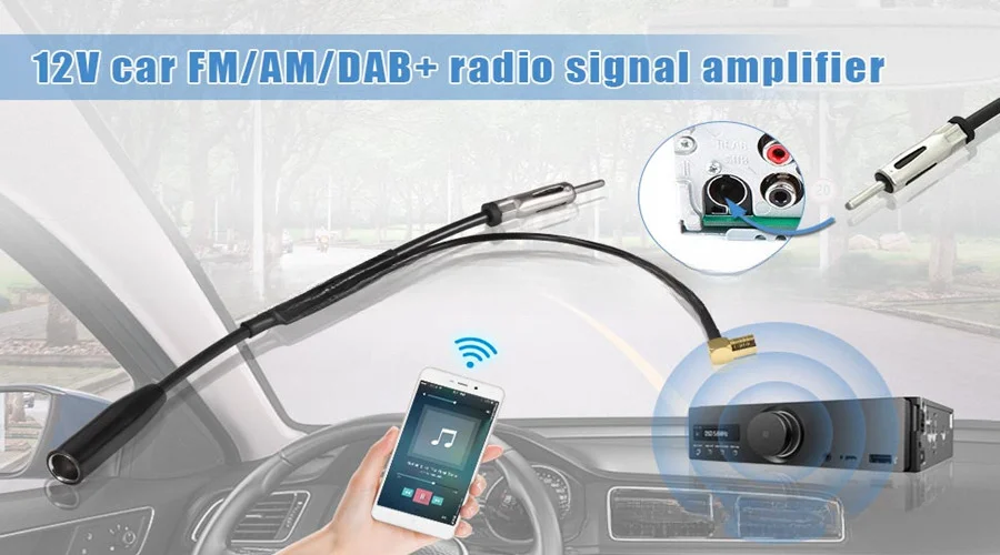 Car Radio Antenna Adapter Extension Cable SMB Connector Adapter Cable Active AM/FM/DAB Antenna