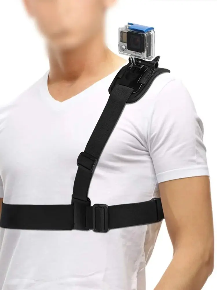 2025 Nouveau 360 ° Support de sangle d'épaule réglable avec adaptateur à vis pour GoPro Hero 13/12/11, harnais de poitrine pour cyclisme en plein air Vlogging