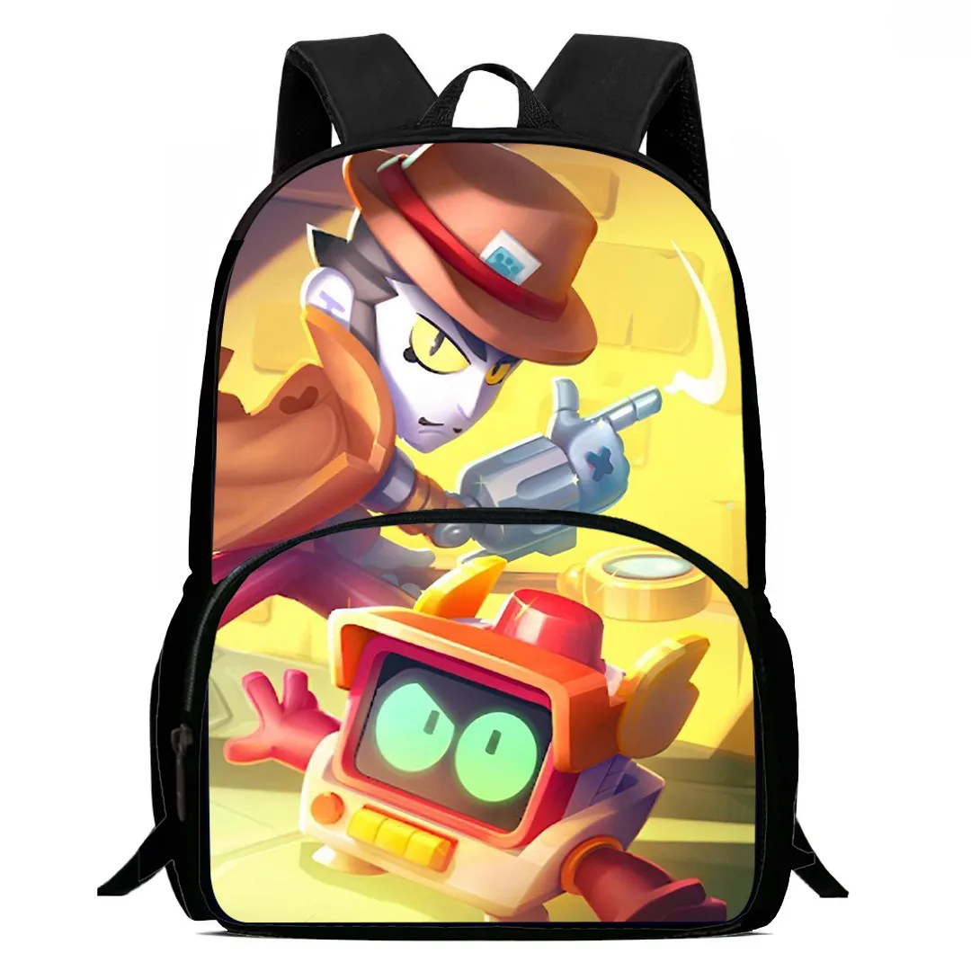 

School Backpack with Front Pocket,Cartoon Brrawl-Stears School Bags for Boys Girls,Durable Kids Backpack for Pupil Students