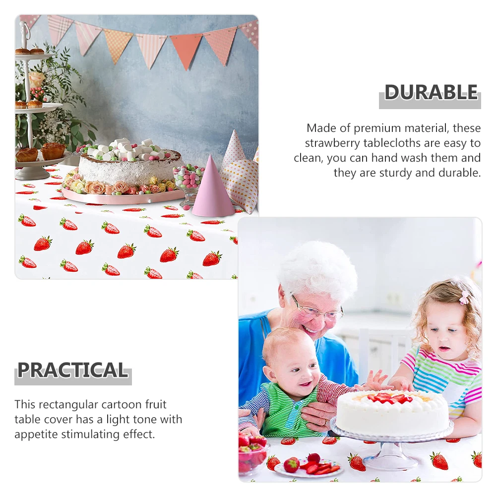 

2pcs Premium Rectangle Fruit Tablecloths Birthday Party Table Cover Decorative Table Cloth For Home Kitchen Banquet Red
