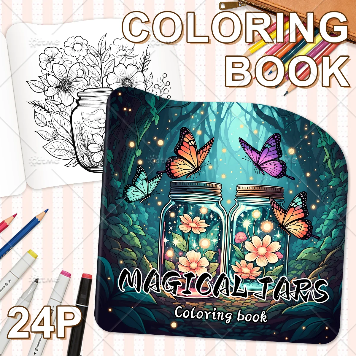 MAGICAL JARS Bold-easy  Irregular Patterns Coloring Book for Adults Cute Drawing Book Perfect Gift for Party and Birthday