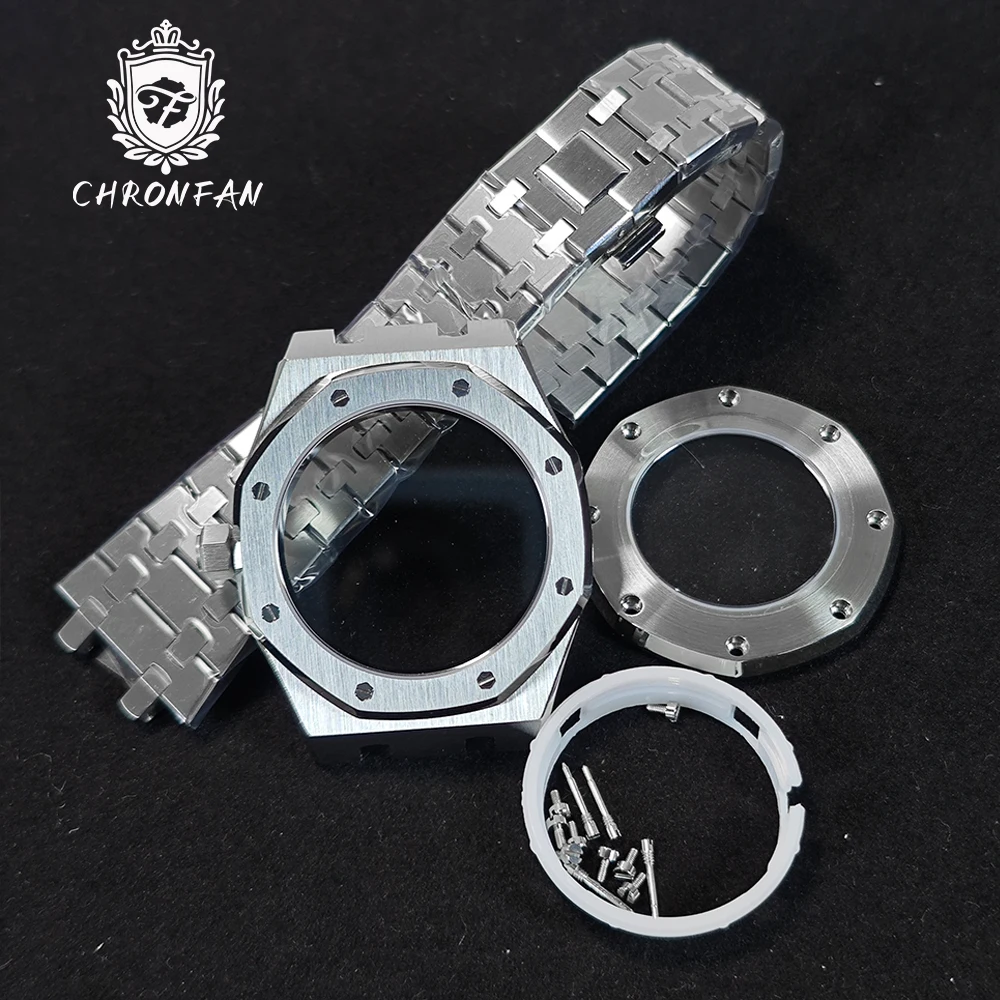 For AP Watch Parts 41mm NH34 NH35 NH36 Movement Transparent Back Sapphire Crystal AP Watch Case Modified Accessories Replacement