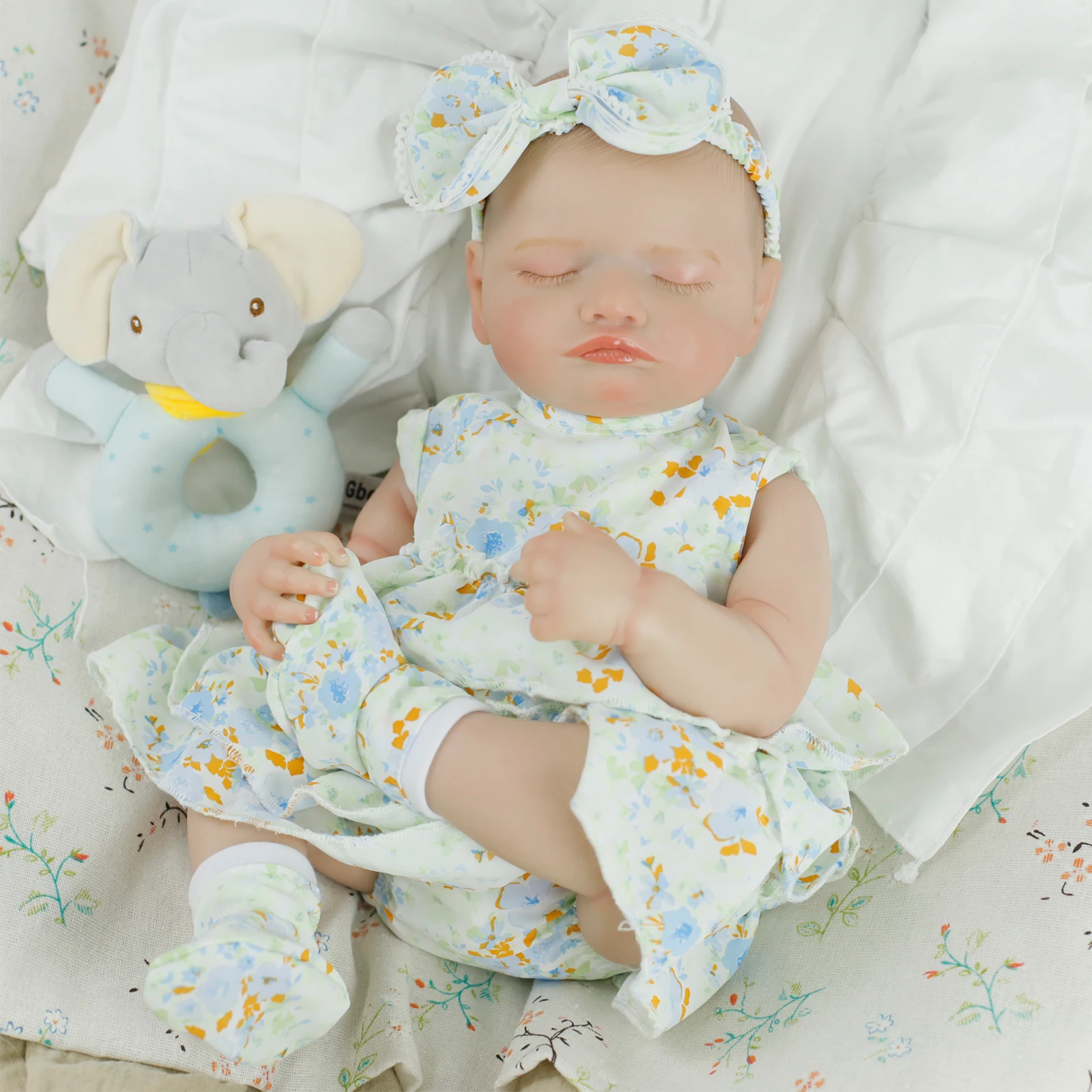 48CM Realistyczna Lalka Reborn Śpiąca Dziewczynka Rosalie Całe Ciało Winyl Silikon Realistyczna Ręcznie Robiona Wstępnie Pomalowana Kolekcjonerska Zabawka