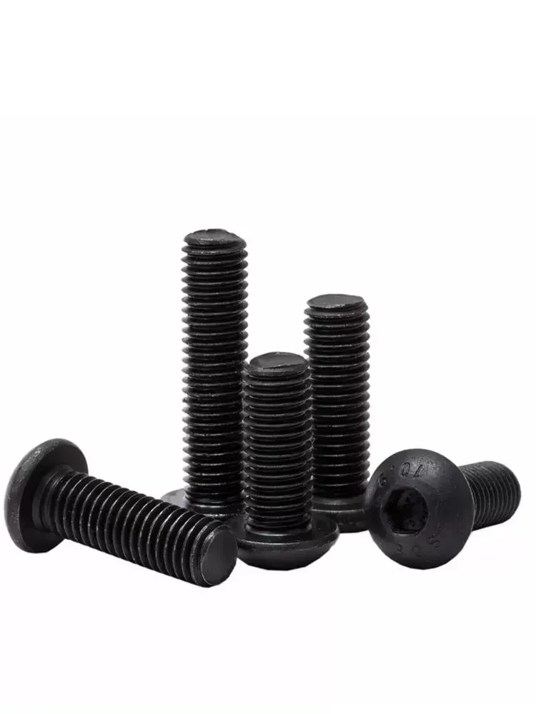 10-1000Pcs ISO7380 10.9 Level Black Hexagon Socket Button Head Screw Furniture Mushroom Cap Hex Bolts M2-M12