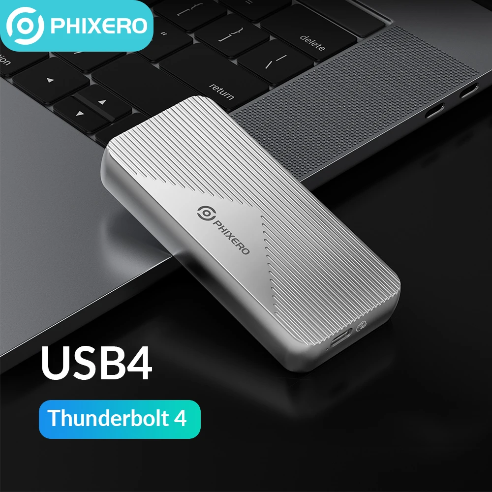 PHIXERO Thunderbolt 3/4 40Gbps USB4 lightning-Fast SSD Case M.2 NVMe Enclosure compatibile con USB 4.0/3.2/3.1/3.0 per Mac