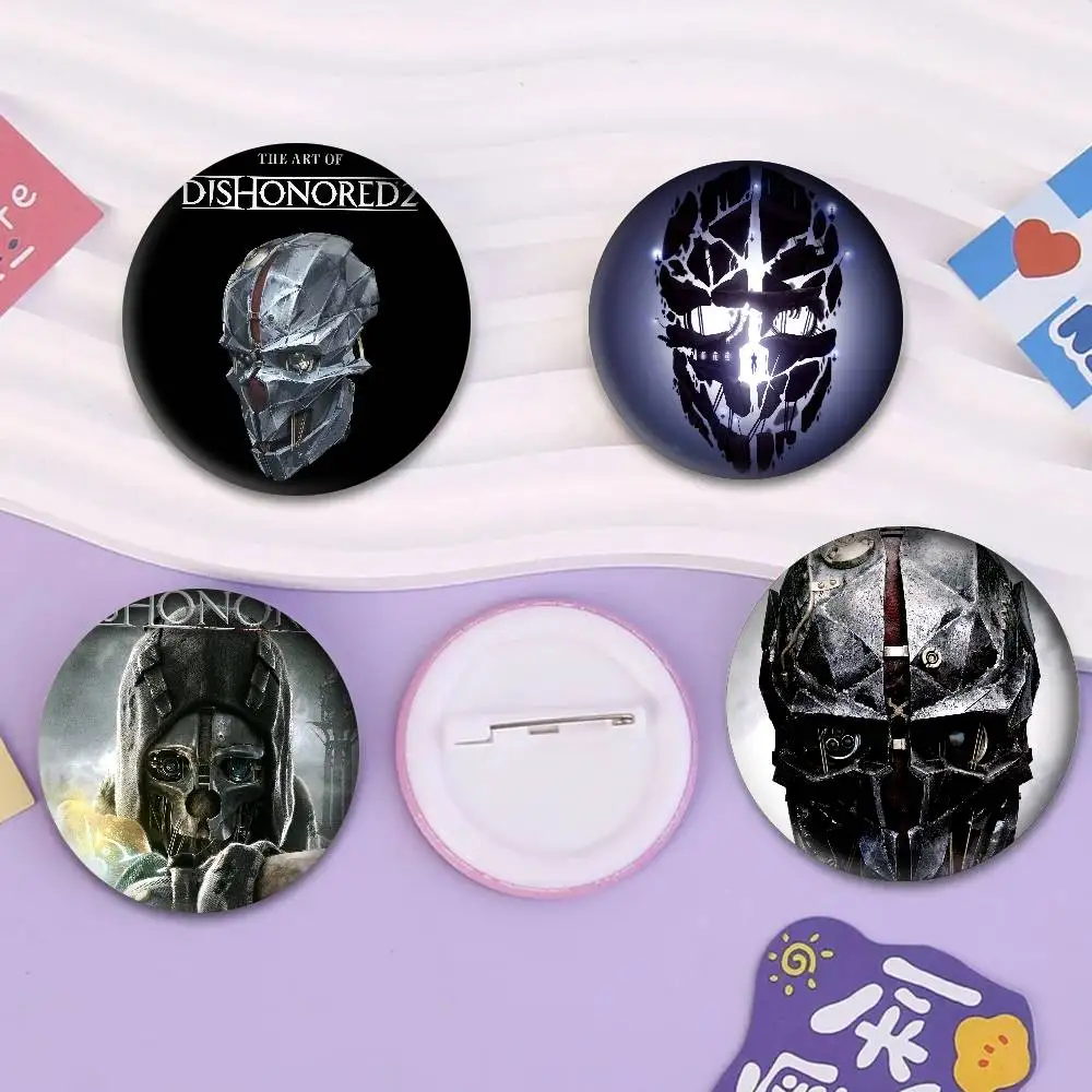 Значки-броши в мультяшном стиле по игре Dishonored 2 для украшения рюкзаков, круглые эмалевые значки для аксессуаров