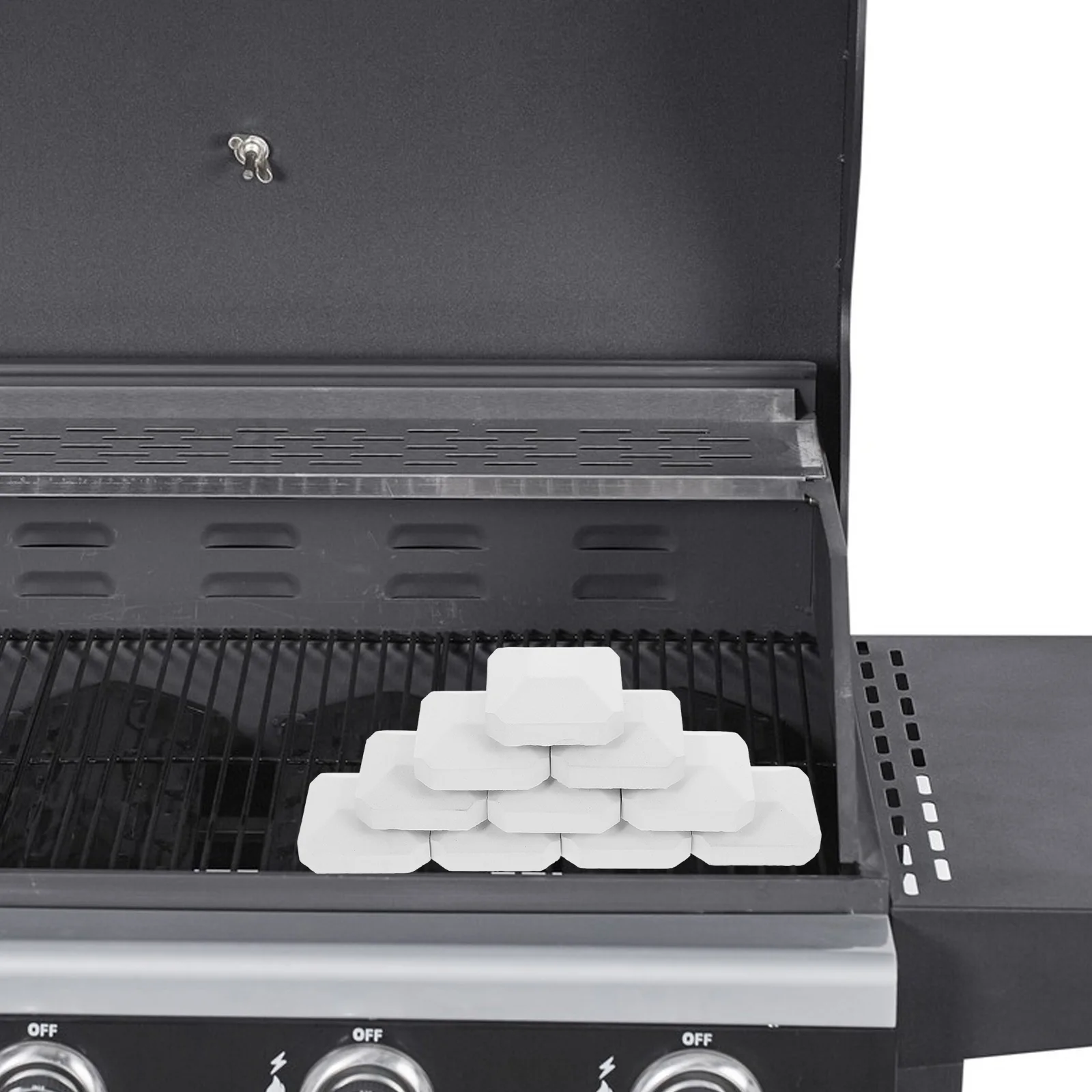 

10 Cordierite Briquettes 2x2 Inch Coal Replacement Grilling BBQ Gas Fireplace Kitchen Bar Accessories Efficient Heat Long