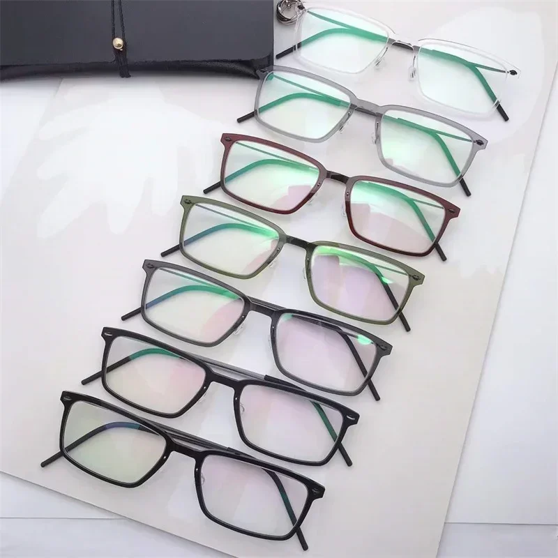 إطارات نظارات مربعة خفيفة الوزن للرجال نظارات الدنمارك 6528 مصمم بدون براغي ماركة قصر النظر وصفة طبية من التيتانيوم البصري