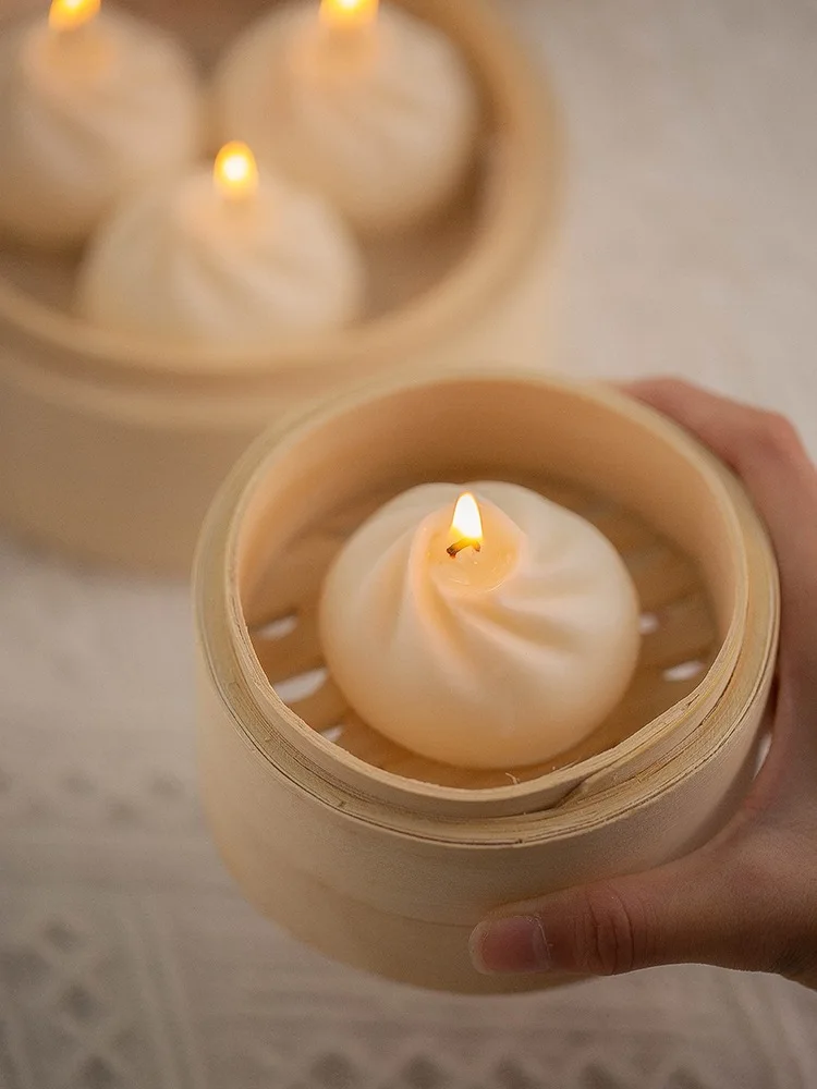 DIY Simulation Bun Candle Mold Aromatherapy Candle Plaster Mold Xiao Long Bao Silicone Soap Mold Handmade Home Craft Decoration