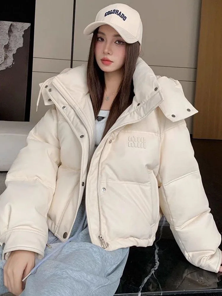 Hooded Jacket for Women Short Warm Down Coat Fashionable Zipper Parker Coat Autumn and Winter 2024 New