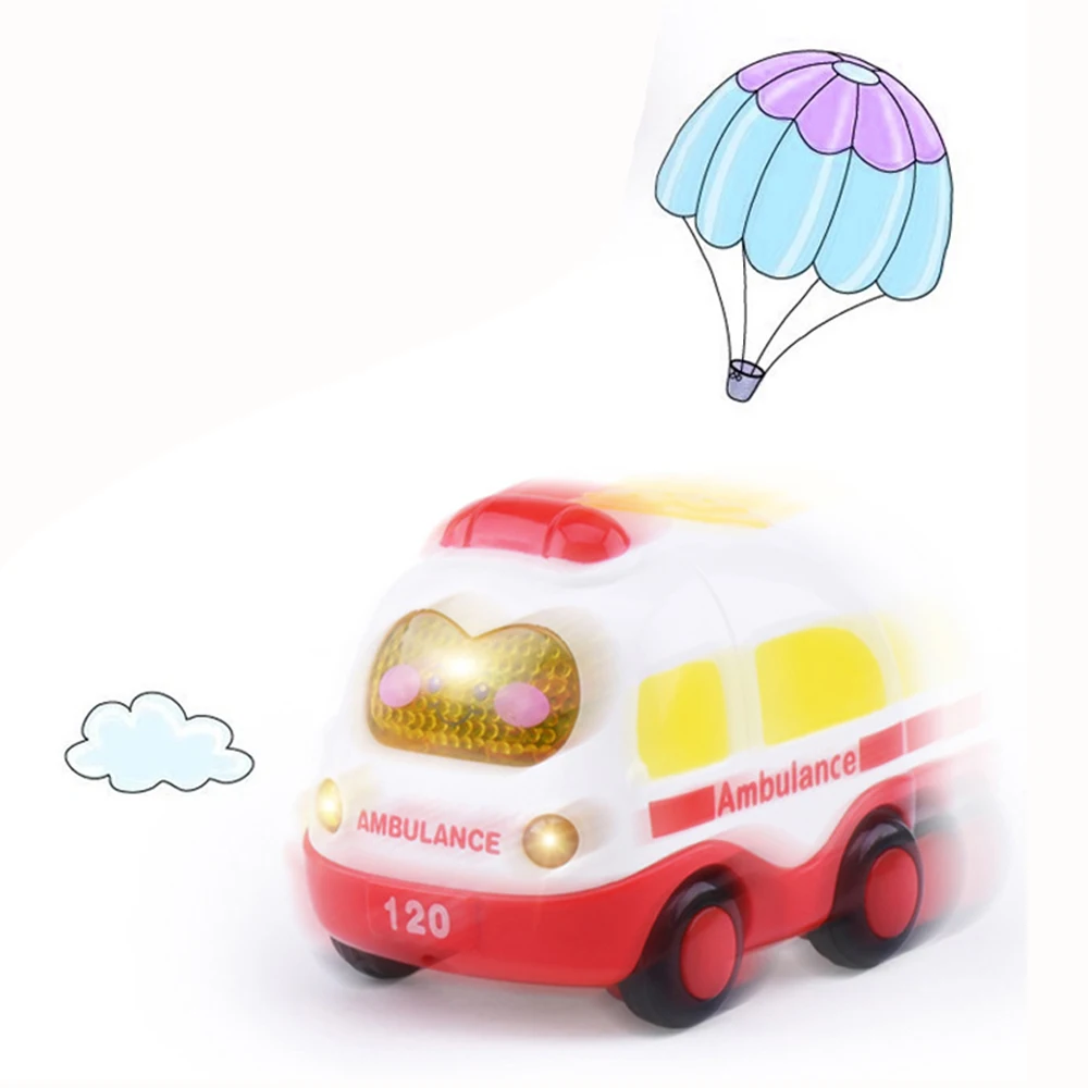 Plastic Pull Back Car Toy para crianças, modelo de desenho animado, veículo móvel, caminhão de bombeiros, táxi, presente educacional, meninos e meninas