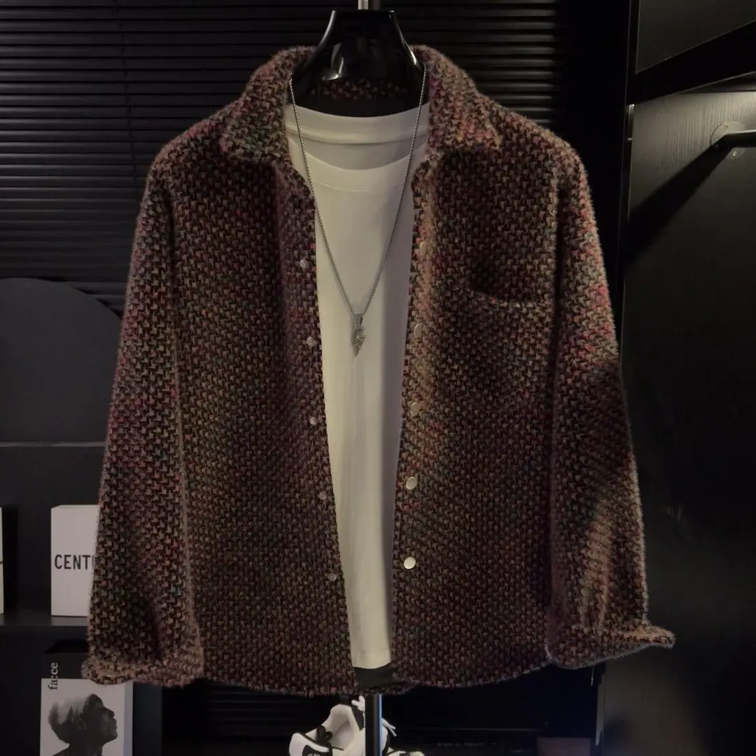 

Men's autumn new fashion trend versatile fragrant shirt top lapel casual men's jacket