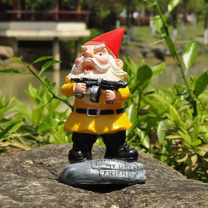 Fun White Beard Dwarf Sculpture Outdoor Garden Elf Statue Creative \