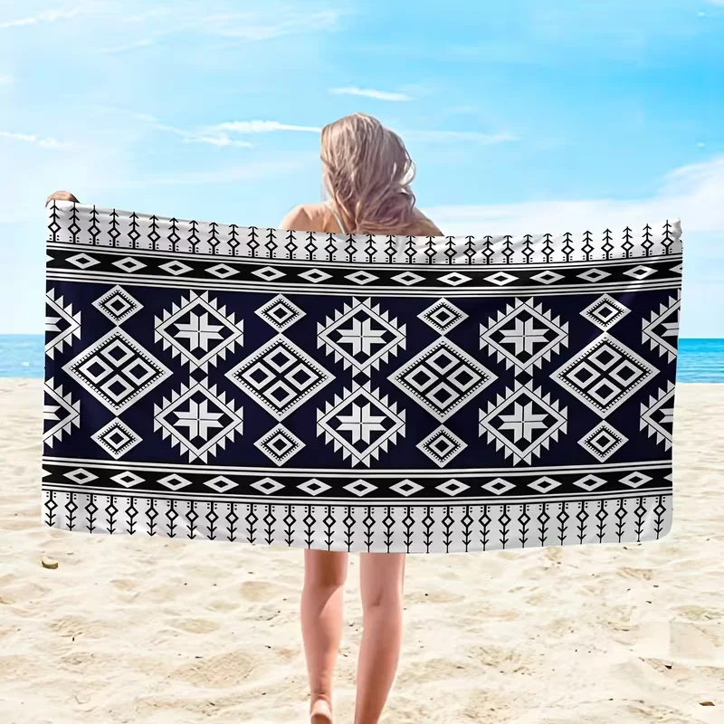 Nordic Style Geometric Pattern Oversized Soft Beach Towel Abstract Print Ultra-fine Fiber Towel Quick Drying Pool Party Towel