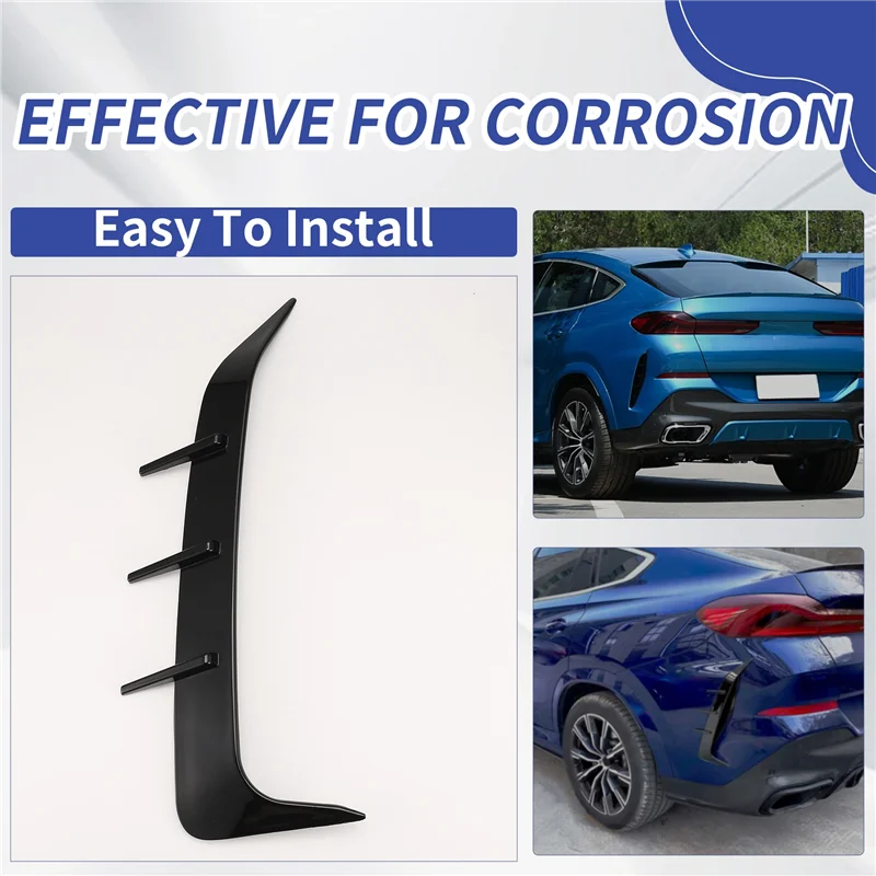 

1 Pair Rear Bumper Spoiler Air Vent Cover Side Canard For BMW X6 G06 2019-2023 Bright Black