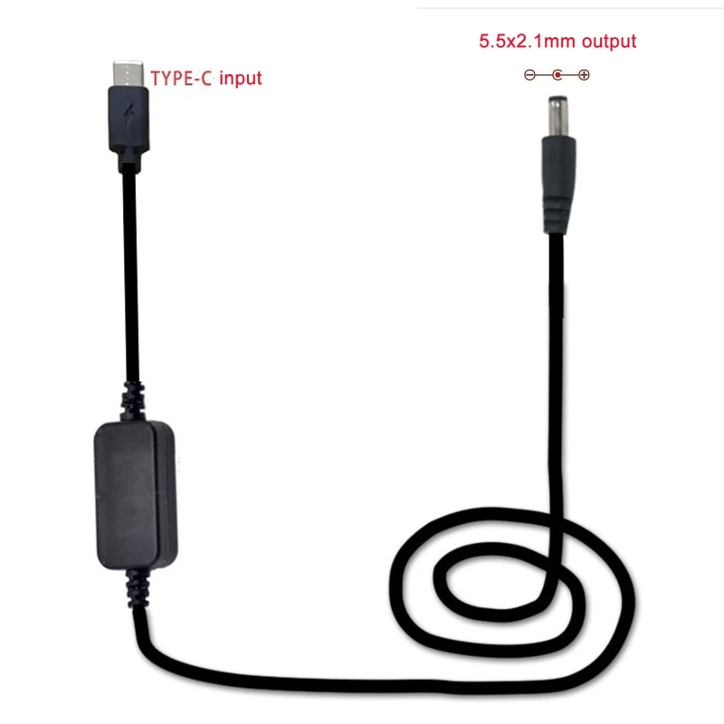 Cable convertidor PD USB C tipo C conector macho 12V 20V 5,5x2,1mm Cable módulo potencia elevador para cámara CCTV