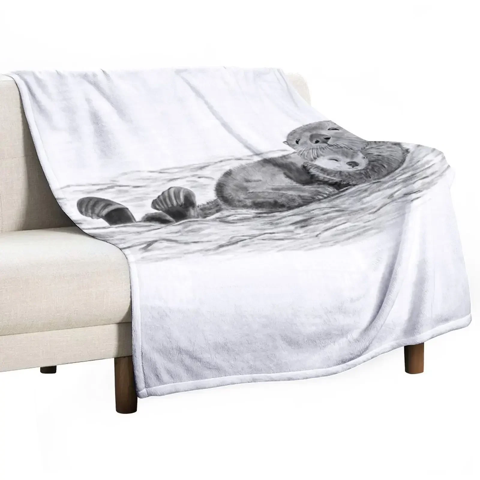 

New Hugging otters in the water Throw Blanket Flannel blankets ands Blankets