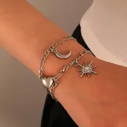 Fashion Halves Heart Magnetic Couple Bracelets for Women Pendant Man Bracelets Couple Friendship Bracelets for Girls Jewelry