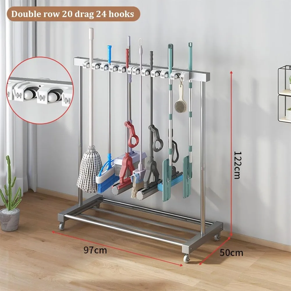 حامل ممسحة أرضية - عربة تنظيف تجارية للتخزين والتنظيم