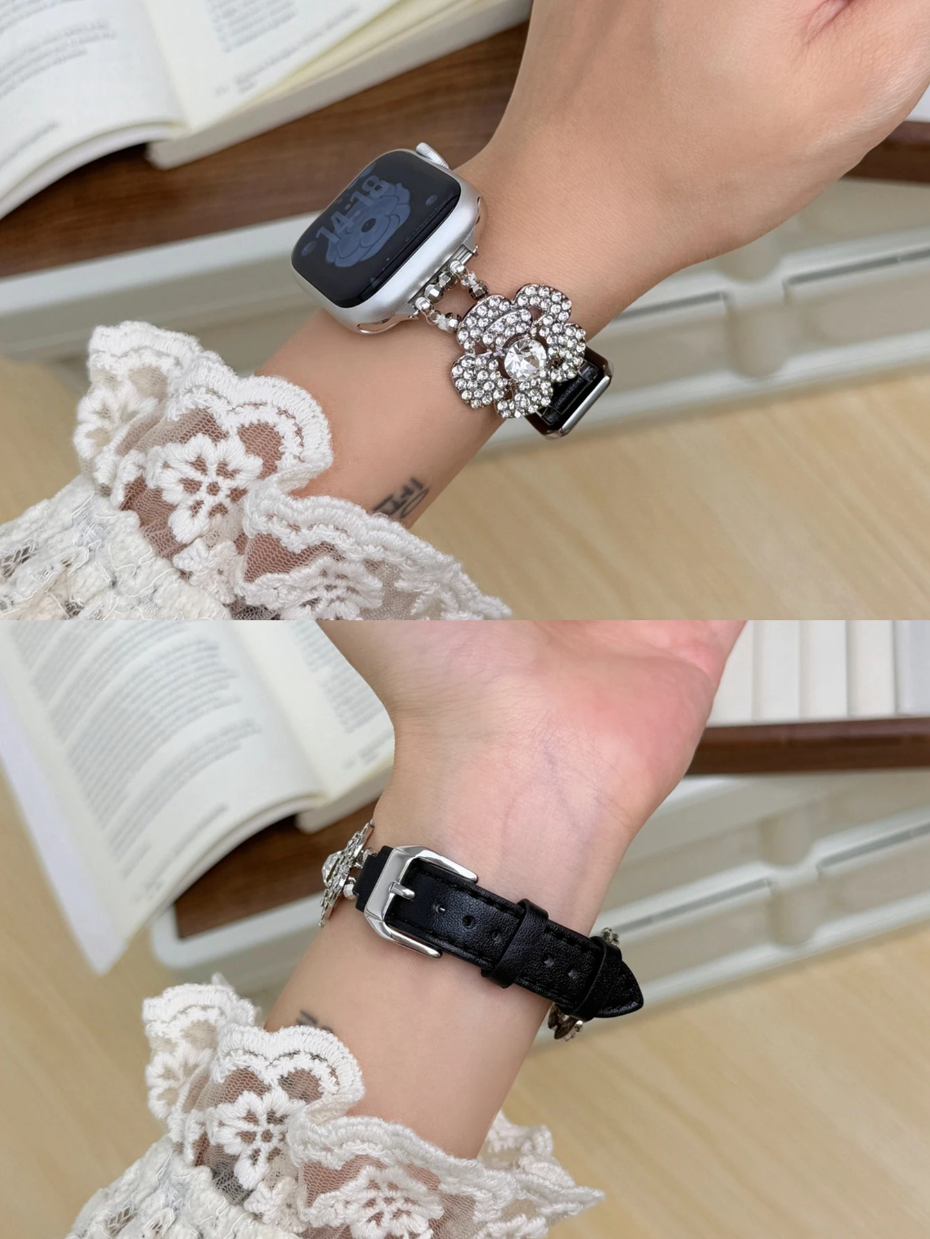 

Популярная кожаная петля с цветком лотоса для Apple Watch, женский ремешок 10/9/8/7/6/5 38 мм 40 мм 41 мм 42 мм 44 мм 45 мм 46 мм 49 мм ремешок