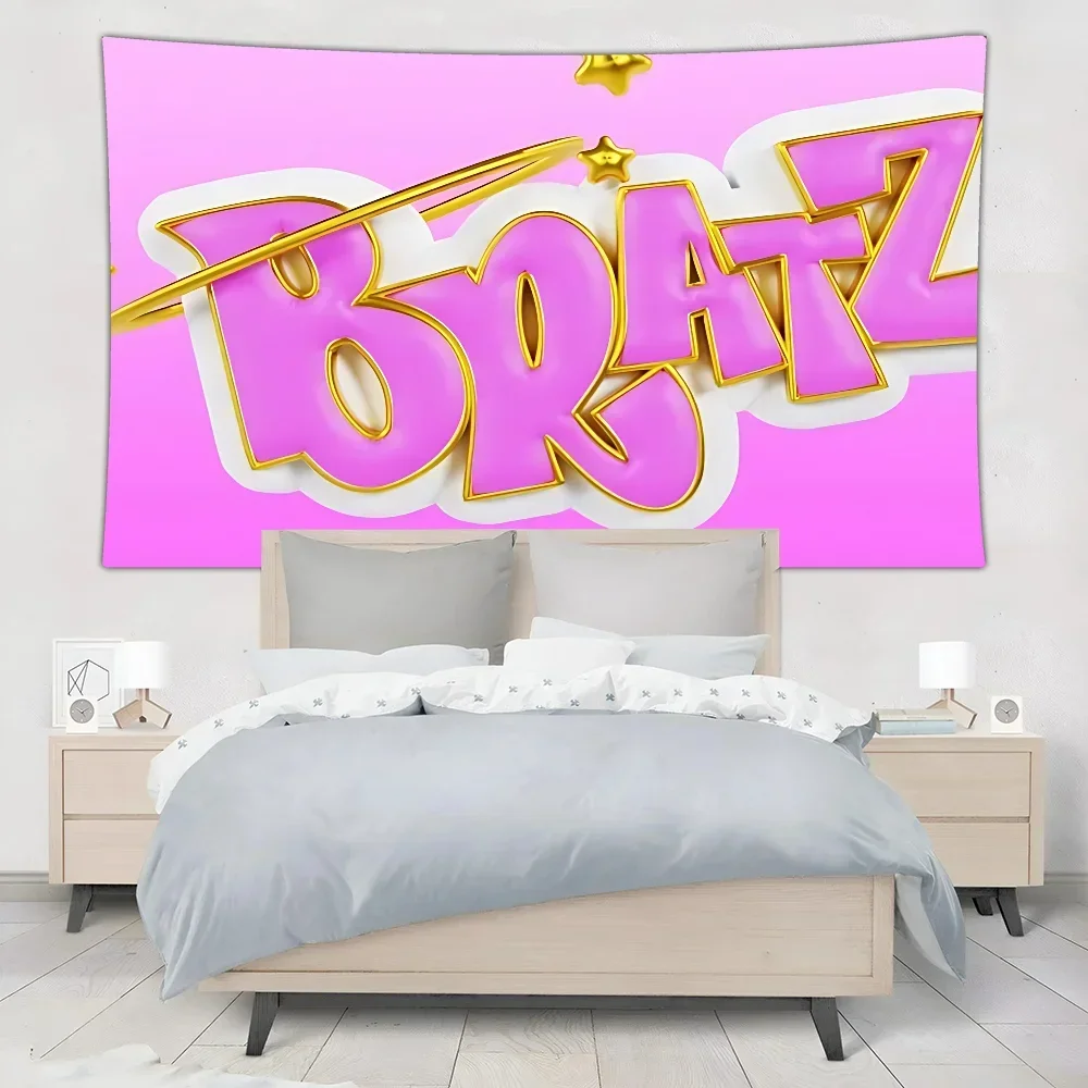 Cute Fashionable Doll Bratz Tapestry Wall Hanging Tapestry Art Deco Blanket Curtain Hanging At Home Bedroom Living Room Decor