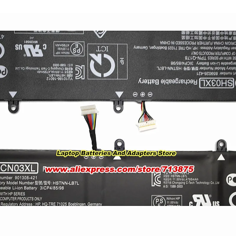 

Оригинальный аккумулятор SH03XL CN03XL 859026-421 HSTNN-LB7L TPN-Q178 859356-855 для HP ENVY 13-AB Spectre X360 13-AC 13-W0 13T-AC000