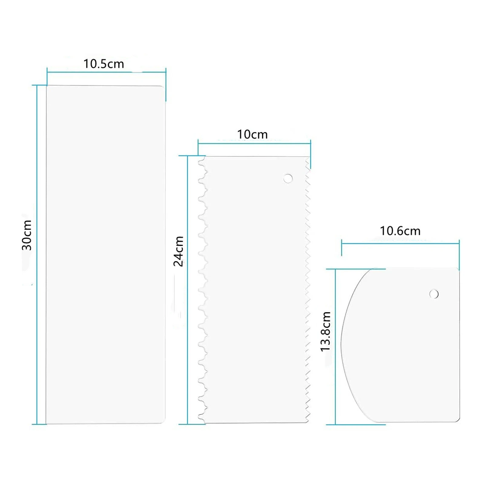 Cake Decorating Comb Scraper Set Acrylic Icing Smoother Spatula with Round Edges Baking Tools for Multi Layer Cake Molds