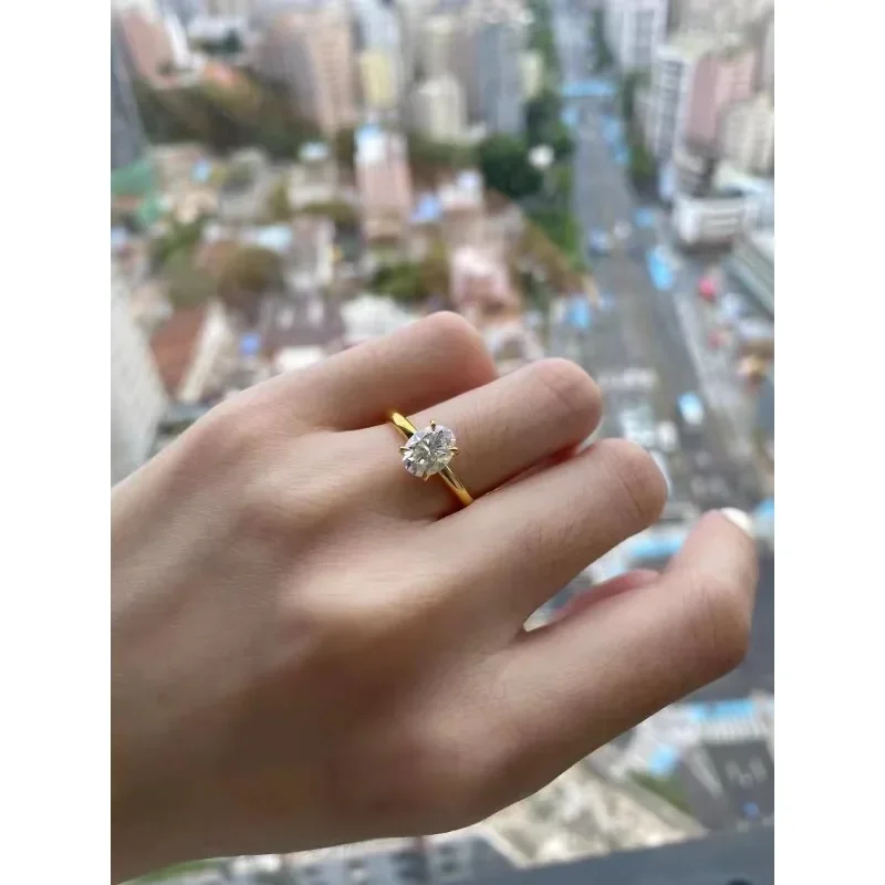 PTX Crushed Ice Hybrid Oval Cut Moissanite Rings Loose Gemstones Engagement Rings for Women Couple Customized Wedding Ring